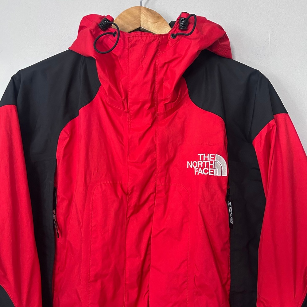 The North Face Mountain Jacket Mens L Red Black Gore-Tex Hooded Vintage Shell